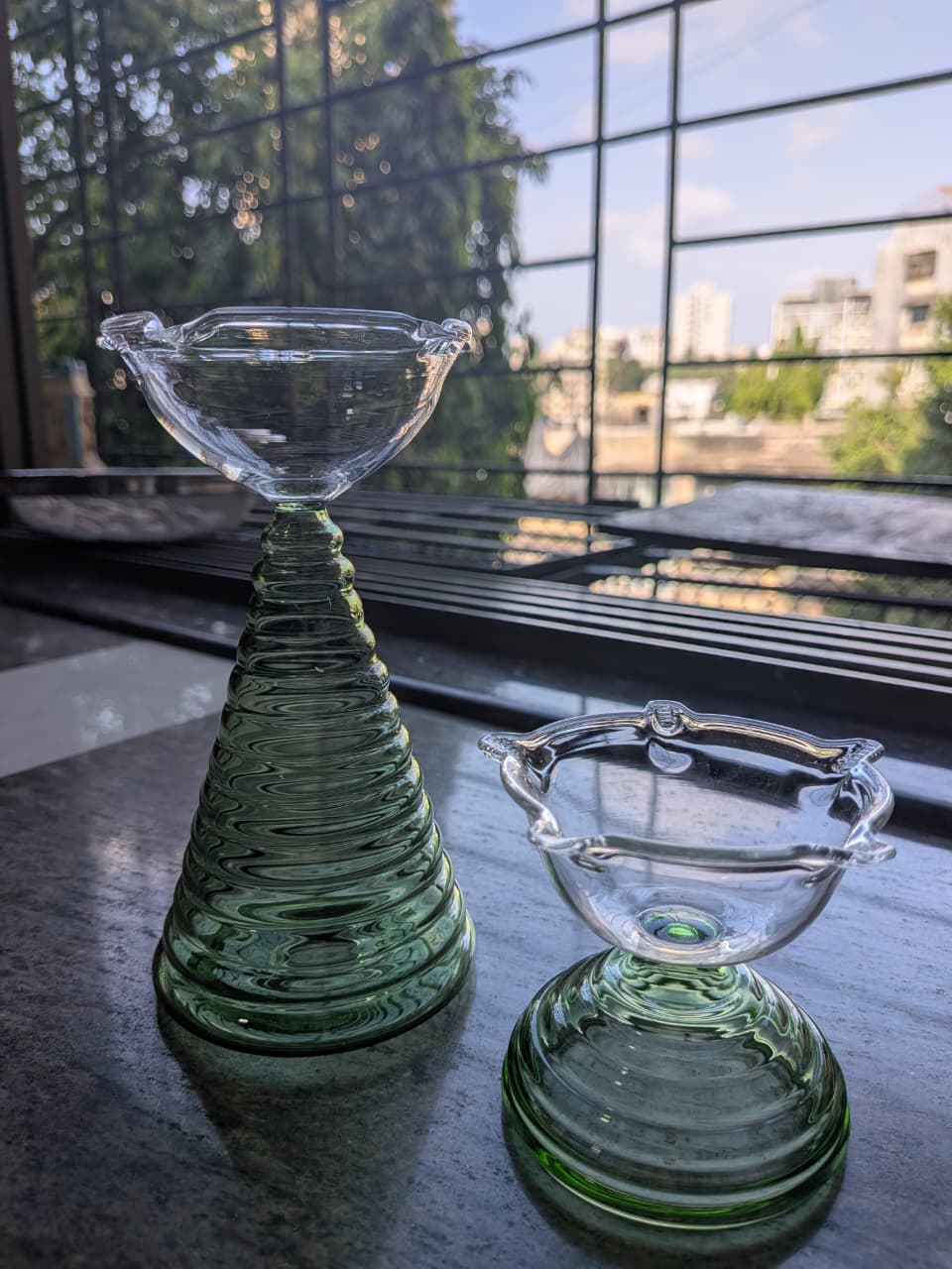 Designer Borosilicate Glass Diya Set