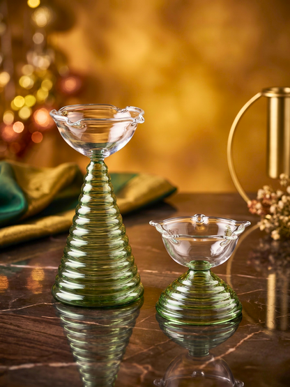 Designer Borosilicate Glass Diya Set