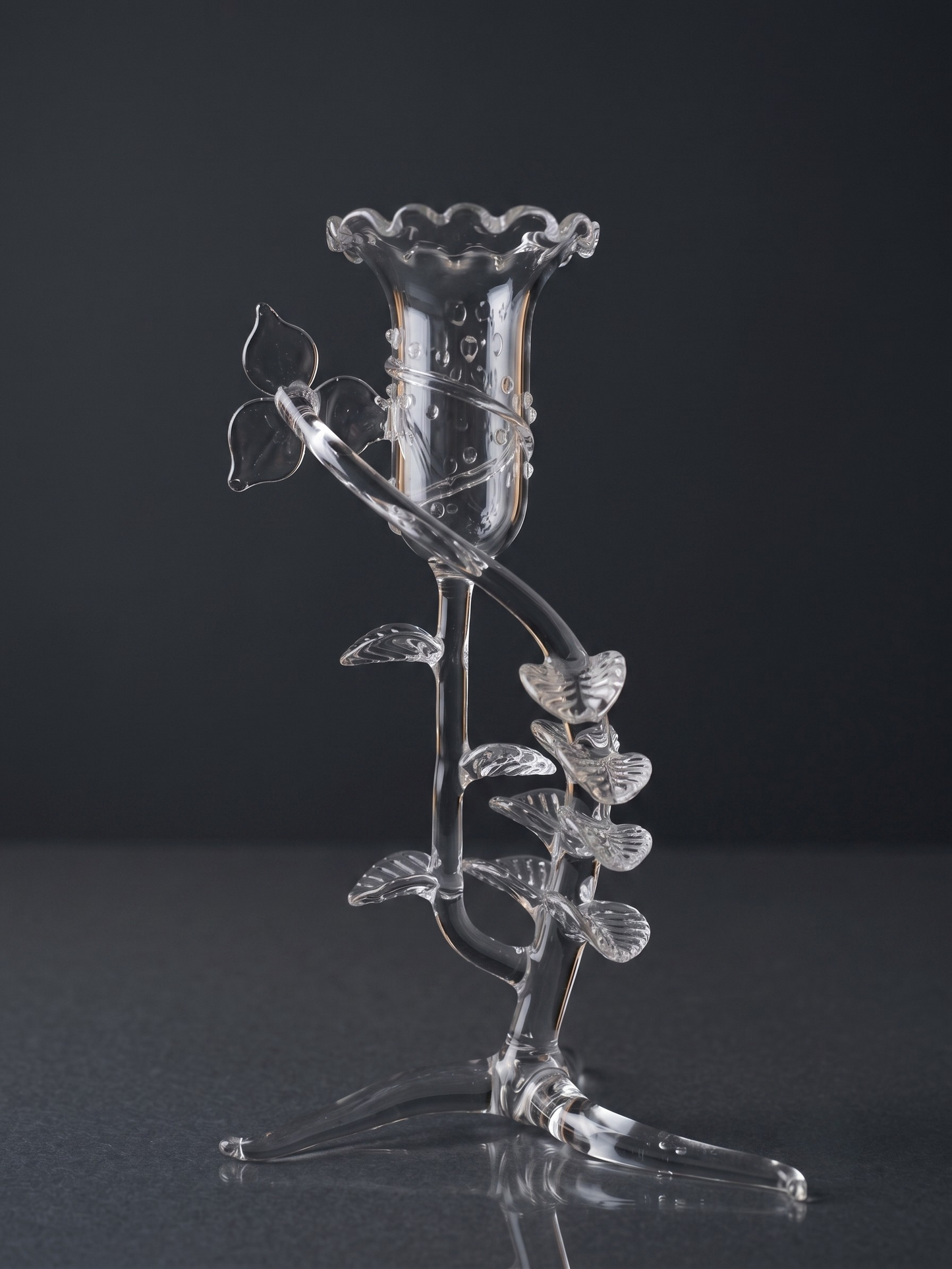 Handcrafted Floral Borosilicate Glass Candle Holder for Home Décor