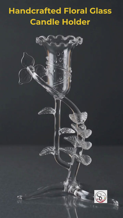 Handcrafted Floral Glass Candle Holder